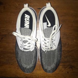 White and black knit Nike Flyknit